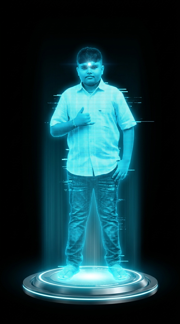 Baibhav Dhamala Blue Hologram Full Body Projection